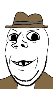 gapejak, emmanuel, 1soyjak, clothes, deformed, detective, glasses, hat, no glasses, smile