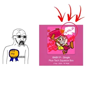 soyak, doctos, 'p, 1soyjak, album cover, award, bald, black eyes, glasses, half body