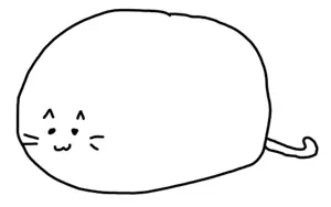 :3, animal, artwork, cat, cat ears, closed mouth, ear, ears, fat, monochrome