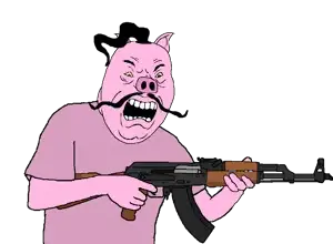 cobson, ukropson, ak-47, angry, animal, animal ears, animal nose, arm, assault rifle, bald