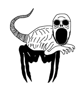 redson, useful soys, 1soyjak, 4 legs, bald, black eyes, creepy, creepypasta, fat, gaping mouth
