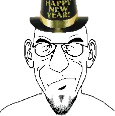 susjak, closed mouth, clothes, ear, glasses, hat, neutral, new year, soyjak, stubble