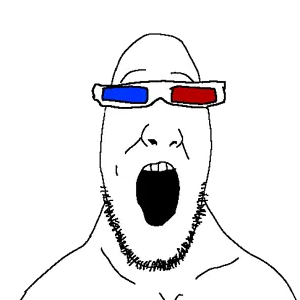 daniel, 1soyjak, 3d glasses, bald, facial hair, front view, glasses, looking at you, monochrome, nuvariant