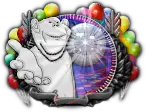 impish soyak ears, balloon, disco, hands, icon, party, smile, soyjak, stubble, tno