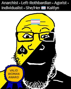 markiplier soyjak, neutralplier, anarcho-capitalism, ancap, award, bald, black skin, closed mouth, forehead wrinkles, glasses