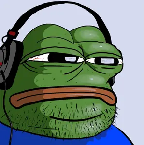 pepe, acne, amphibian, animal, beard, blue background, blue shirt, detailed, fat, frog