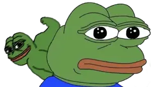 pepe, 2frogs, 2nas, amphibian, animal, blue shirt, buff, closed mouth, fight, frog
