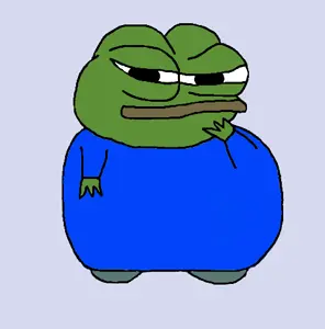 apu, pepe, black eyes, blob, blue background, closed mouth, fat, feet, full body, hand