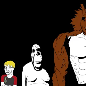 cobson, soyak, hornyson, natejak, squirreljak, animal, beard, black background, black eyes, blonde hair