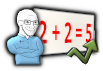 soyak, arm, arrow, blackboard, blue shirt, chalkboard, closed mouth, clothes, crossed arms, glasses