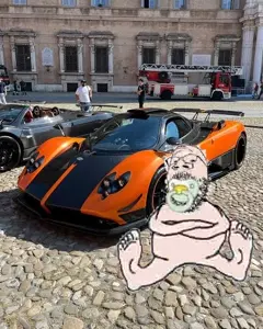 gapejak, babyjak, babyjak, 1soyjak, bald, black eyes, building, car, fat, full body