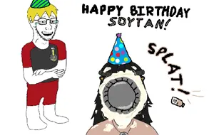 nate higgers, soytan, soyak, natejak, 2soyjaks, arm, badge, birthday, birthday hat, black hair