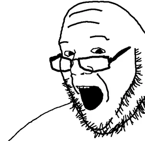 burnsjak, bald, glasses, open mouth, soyjak, stubble, transparent background