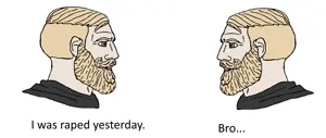 yes chad, i was raped yesterday, 2nas, beard, blonde hair, blue eyes, buff, closed mouth, hair, looking to the left