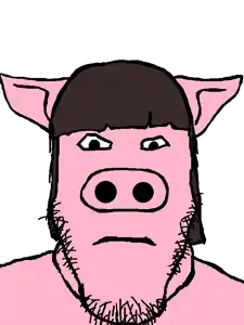 markiplier soyjak, neutralplier, 1soyjak, animal, black eyes, black hair, closed mouth, front view, glasses, hair