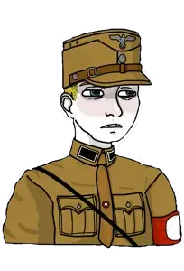 twinkjak, wojak, blonde hair, blue eyes, clothes, ear, hair, military uniform, nazi germany, teeth