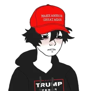 twinkjak, wojak, black eyes, black hair, clothes, hair, hat, hoodie, maga, maga hat