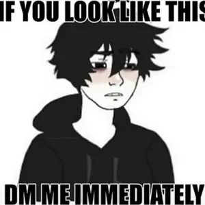 twinkjak, wojak, black hair, blush, caption, hair, hoodie, text