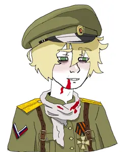 twinkjak, wojak, blonde hair, blood, blood on face, clothes, green eyes, hair, hat, military uniform