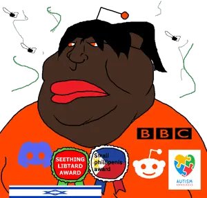 meximutt, slopjak, 1soyjak, black hair, black skin, brown skin, closed mouth, fat, hair, looking to the left
