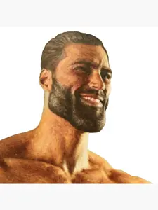 gigachad, gold, gold skin, looking to the right, white background, yellow skin