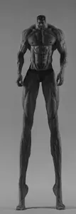 gigachad, big, buff, gray background, gray skin, grayscale, looking at you, muscles, muscular male, tall