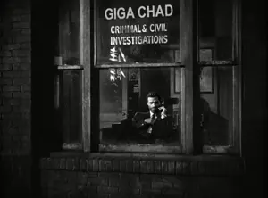 gigachad, criminal, detective, gray skin, grayscale, investigation, japanese text, phone, text