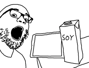 unknown, clothes, glasses, open mouth, soy, soyjak, stubble, table, tablet