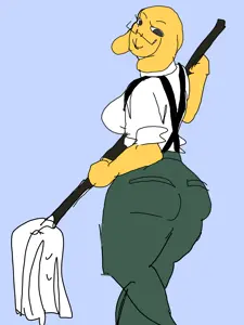 femjanny, animal, dog, dog ear, ear, female, furry, glasses, janitor, janny