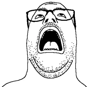 unknown, 1soyjak, bald, beard, black eyes, chin, double chin, eyebrows, forehead lines, front view