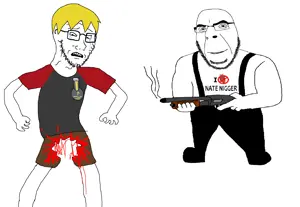 nate higgers, cobson, soyak, soyak (concerned), natejak, 1 year on bald men with glasses website, 2soyjaks, balls gone, blonde hair, blood
