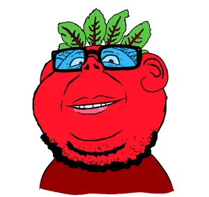 impish soyak ears, 1soyjak, admin, black eyes, blue glasses, chubby, faggot, glasses, half open mouth, leaf