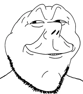 gapejak, impish soyak ears, henry, 1soyjak, bald, black eyes, evil, evil smile, grin, half closed eyes
