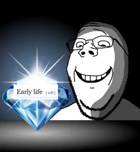 gapejak, grinning gapejak, wholesome soyjak, countryaryan gem!, 1soyjak, bald, black background, black eyes, dark background, darkness
