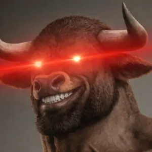gigachad, 1nas, animal, animal ears, buff, bull, ear, fur, gray background, horns