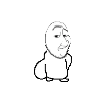 smugjak, 1soyjak, animated, bald, black eyes, butt, closed mouth, full body, looking at you, monochrome