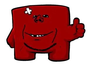 impish soyak ears, 1soyjak, arm, bald, bandaid, cube, feet, finger, full body, half open mouth