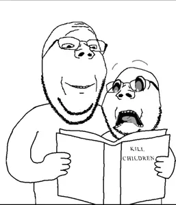 gapejak, wholesome soyjak, wholyjak, doctos, 2soyjaks, arm, bald, beard, book, gaping mouth