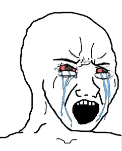 crying wojak, wojak, aliased, bald, cryboy, cryboy wojak, crying, eyebrows, looking to the right, no beard