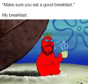 patrick star, gapejak, mustached gapejak, admin, arm, beard, beetroot, blue glasses, coffee, drawn background