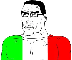 chudjak, perceptive chud, 1soyjak, black eyes, black hair, buff, closed mouth, frown, glasses, hair