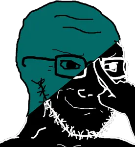 soyak, anarcho-egoism, bald, closed mouth, egoism, flag, forehead lines, glasses, hand, looking to the right