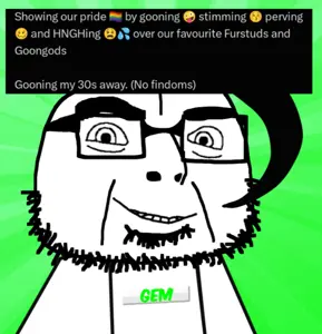 cobson, olgolstein, beard, english text, gem, glasses, smile, speech bubble, text, white skin