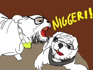 unknown, 2soyjaks, animal, beard, black eyes, collar, dog, dogs, english text, glasses