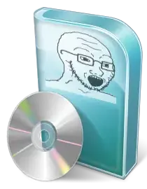 soyak, 1soyjak, bald, beard, black eyes, box, cd, glasses, icon, looking to the right