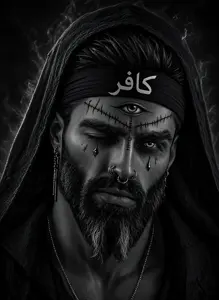 gigachad, antichrist, beard, dajjal, ernest khalimov, gray skin, islam, kafir, one eye, one eye closed