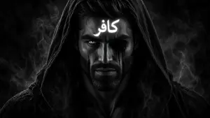 gigachad, 1nas, black background, closed mouth, clothes, dajjal, front view, gray skin, hair, hood