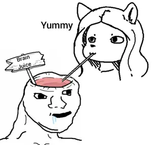 glegle, wojak, animal, brainlet, cat ears, drinking, drinking straw, ear, ears, furry