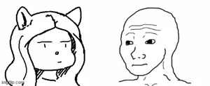 glegle, wojak, animal, animated, cat, cat ears, ear, ears, evil, furry