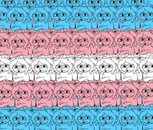 glegle, gleglejak, animal, blue hair, blue skin, cat ears, crossed arms, ear, ears, flag